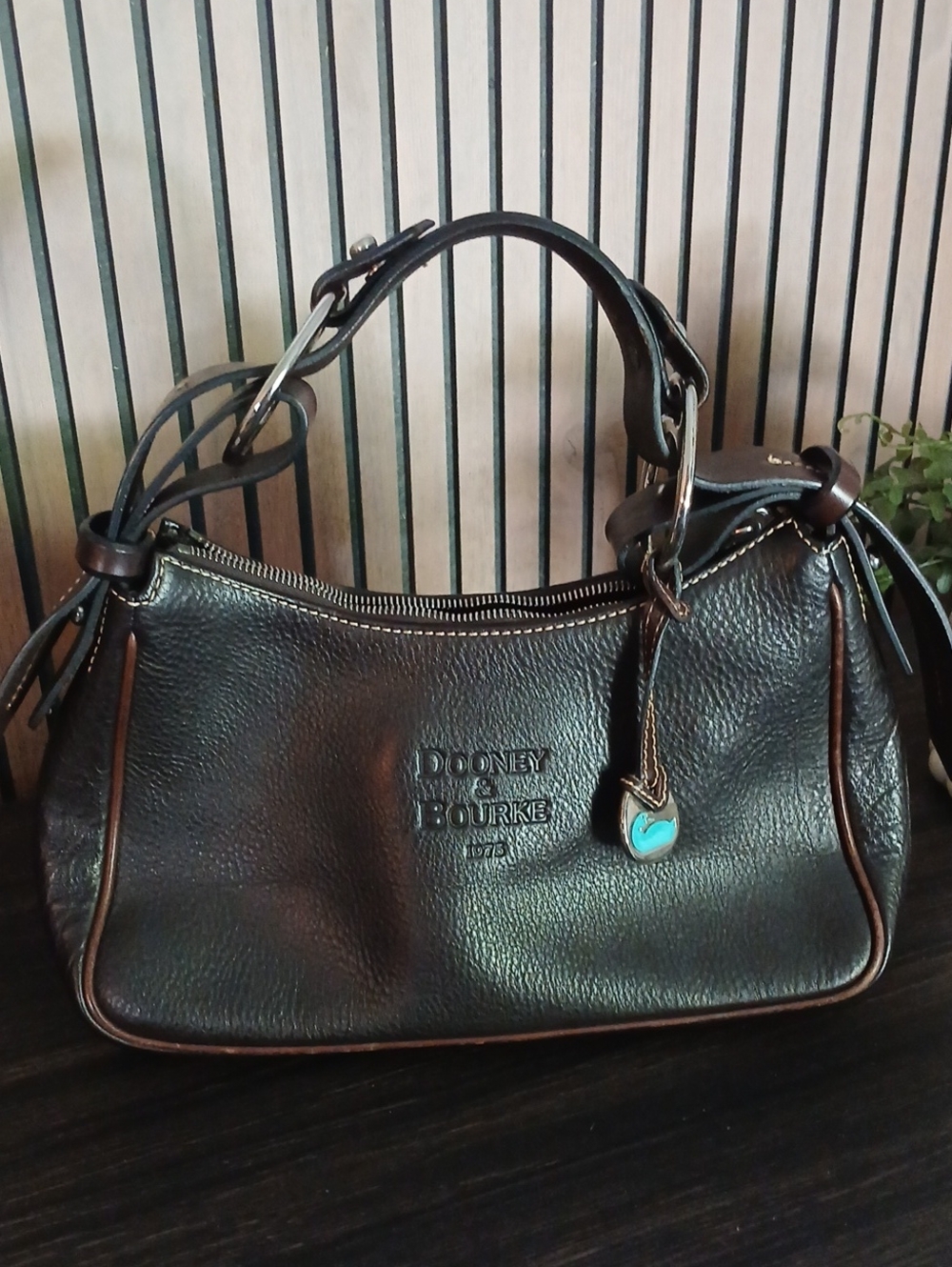 Dooney & Bourke Black Pebbled Leather Hobo with Heart Charm